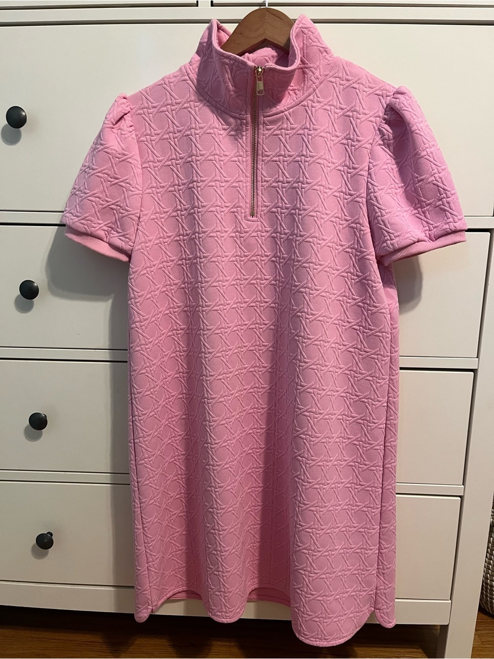 SSYS Pink Textured Half-Zip Dress